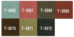 左から T-5065(薄青系)/T-5067(赤系)/T-5068(薄茶系)/T-5069(赤茶系)/T-5070(濃茶系)/T-5071(薄緑系)/T-5072(濃灰系)